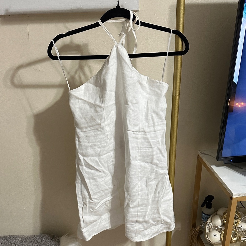 White linen Halter dress